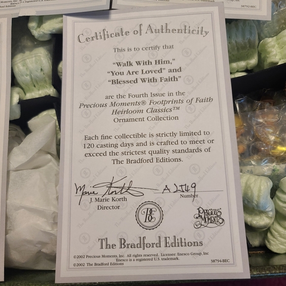 15 Bradford Editions Precious Moments Footprints of Faith Heriloom ornaments - Picture 6 of 9